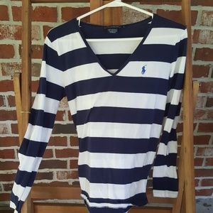 Like new, striped long sleeve polo shirt